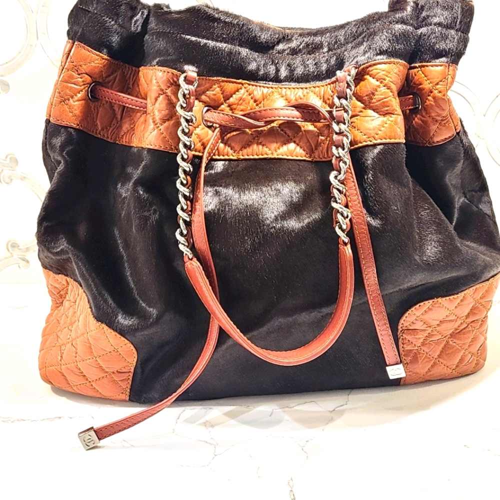 Chanel Brown Ponyhair with Quilted Leather